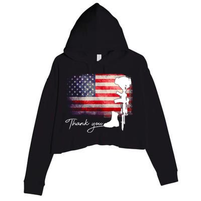 Thank You Veterans Memorial Day Crop Fleece Hoodie