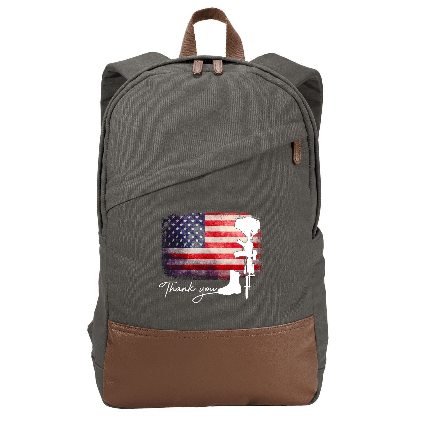 Thank You Veterans Memorial Day Cotton Canvas Backpack