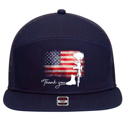 Thank You Veterans Memorial Day 7 Panel Mesh Trucker Snapback Hat