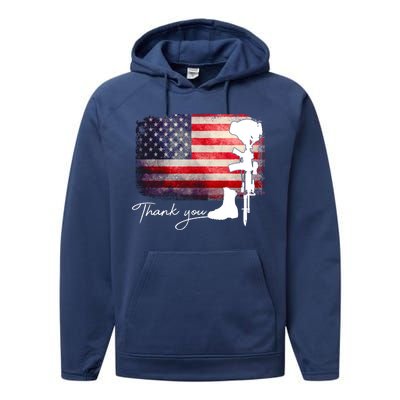 Thank You Veterans Memorial Day Performance Fleece Hoodie