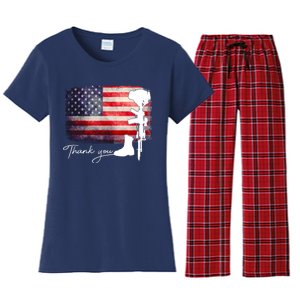 Thank You Veterans Memorial Day Women's Flannel Pajama Set