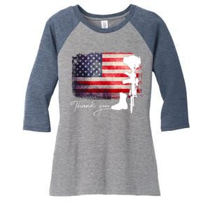 Thank You Veterans Memorial Day Women's Tri-Blend 3/4-Sleeve Raglan Shirt