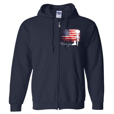 Thank You Veterans Memorial Day Full Zip Hoodie