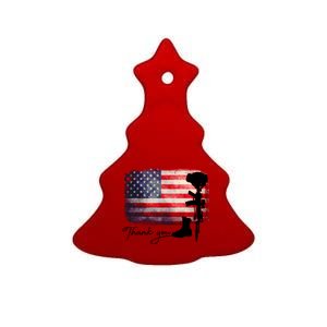 Thank You Veterans Memorial Day Ceramic Tree Ornament