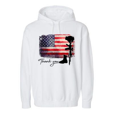 Thank You Veterans Memorial Day Garment-Dyed Fleece Hoodie