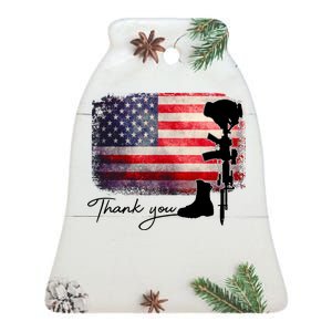 Thank You Veterans Memorial Day Ceramic Bell Ornament