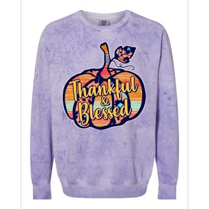 Thankful & Blessed Fashion Pumpkin Colorblast Crewneck Sweatshirt