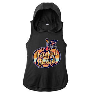 Thankful & Blessed Fashion Pumpkin Ladies PosiCharge Tri-Blend Wicking Draft Hoodie Tank