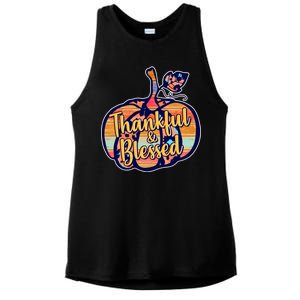 Thankful & Blessed Fashion Pumpkin Ladies PosiCharge Tri-Blend Wicking Tank