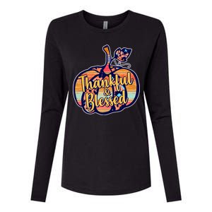 Thankful & Blessed Fashion Pumpkin Womens Cotton Relaxed Long Sleeve T-Shirt