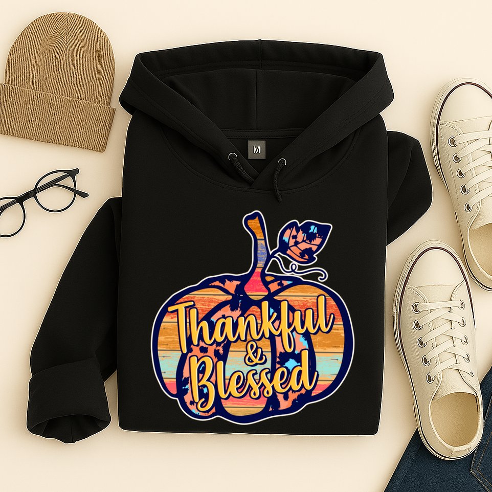 Thankful & Blessed Fashion Pumpkin Hoodie