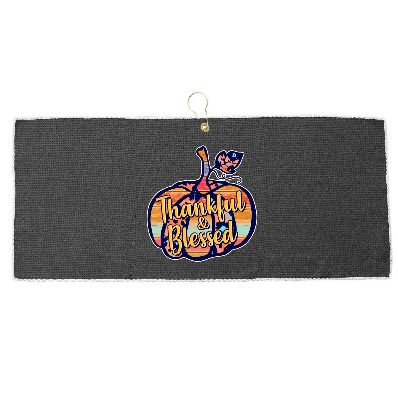 Thankful & Blessed Fashion Pumpkin Large Microfiber Waffle Golf Towel