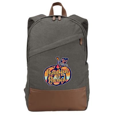 Thankful & Blessed Fashion Pumpkin Cotton Canvas Backpack
