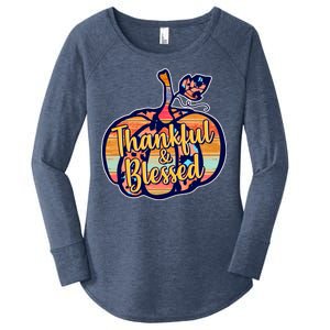 Thankful & Blessed Fashion Pumpkin Women's Perfect Tri Tunic Long Sleeve Shirt