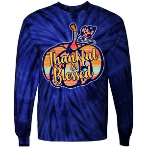 Thankful & Blessed Fashion Pumpkin Tie-Dye Long Sleeve Shirt