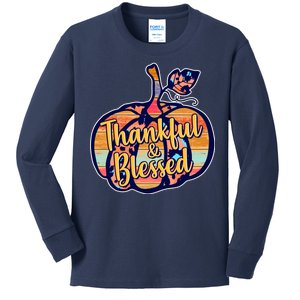 Thankful & Blessed Fashion Pumpkin Kids Long Sleeve Shirt