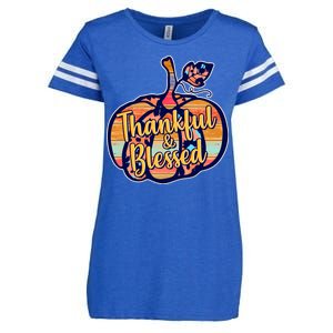 Thankful & Blessed Fashion Pumpkin Enza Ladies Jersey Football T-Shirt