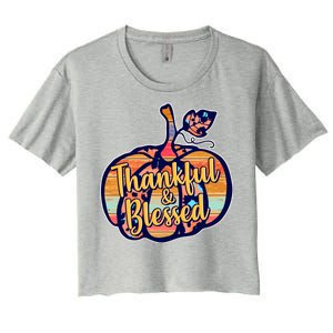 Thankful & Blessed Fashion Pumpkin Women's Crop Top Tee