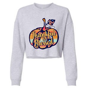 Thankful & Blessed Fashion Pumpkin Cropped Pullover Crew