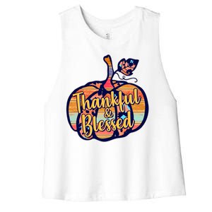 Thankful & Blessed Fashion Pumpkin Women's Racerback Cropped Tank