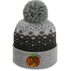 Thankful Abstract Pumpkin Thanksgiving The Baniff Cuffed Pom Beanie