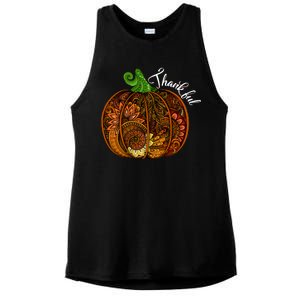 Thankful Abstract Pumpkin Thanksgiving Ladies PosiCharge Tri-Blend Wicking Tank