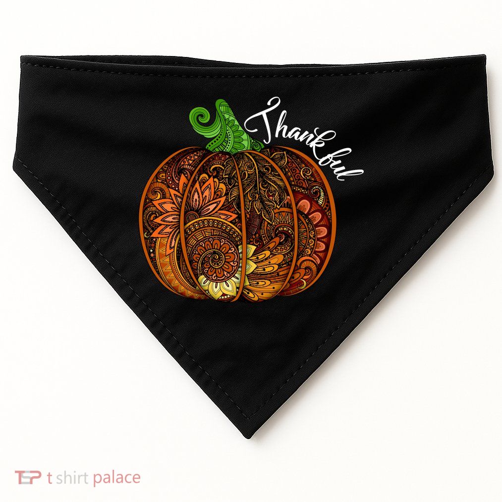 Thankful Abstract Pumpkin Thanksgiving USA-Made Doggie Bandana