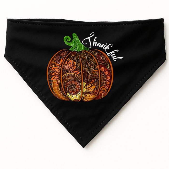 Thankful Abstract Pumpkin Thanksgiving USA-Made Doggie Bandana