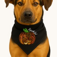 Thankful Abstract Pumpkin Thanksgiving USA-Made Doggie Bandana