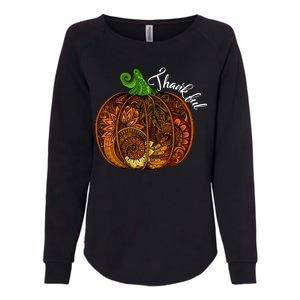 Thankful Abstract Pumpkin Thanksgiving Womens California Wash Sweatshirt