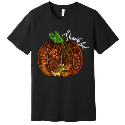 Thankful Abstract Pumpkin Thanksgiving Premium T-Shirt