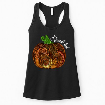 Thankful Abstract Pumpkin Thanksgiving Womens Tank Top