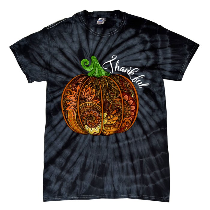 Thankful Abstract Pumpkin Thanksgiving Tie-Dye T-Shirt
