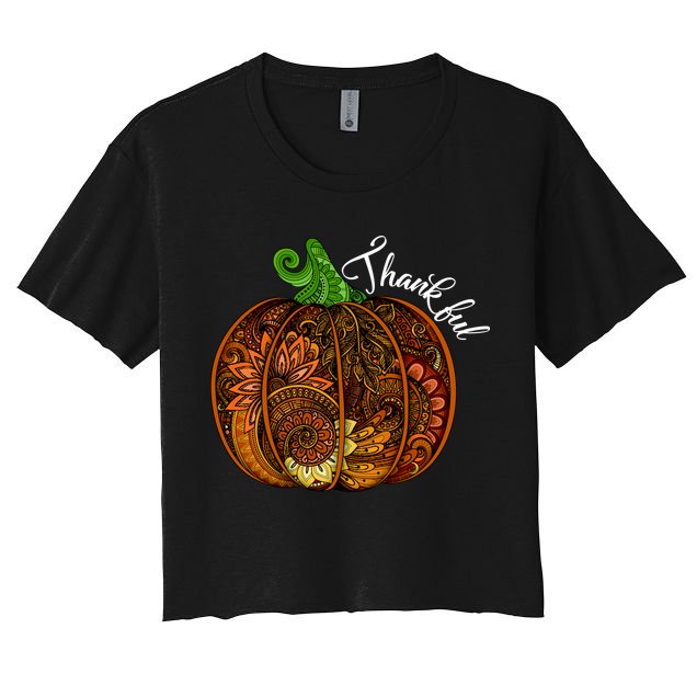 Thankful Abstract Pumpkin Thanksgiving Crop Top