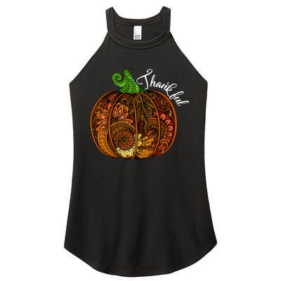 Thankful Abstract Pumpkin Thanksgiving Women's Perfect Tri Rocker Tank