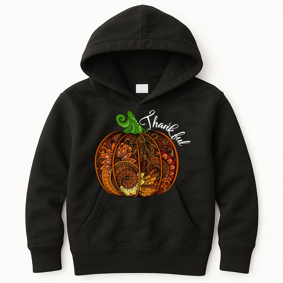 Thankful Abstract Pumpkin Thanksgiving Kids Hoodie