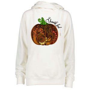 Thankful Abstract Pumpkin Thanksgiving Womens Funnel Neck Pullover Hood