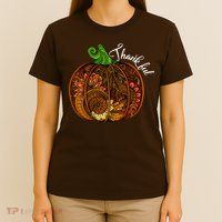 Thankful Abstract Pumpkin Thanksgiving T-Shirt
