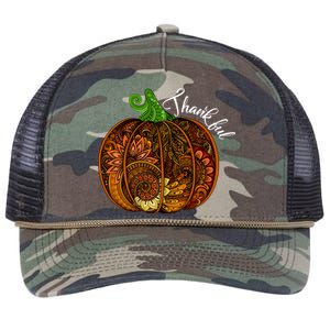 Thankful Abstract Pumpkin Thanksgiving Retro Rope Trucker Hat Cap