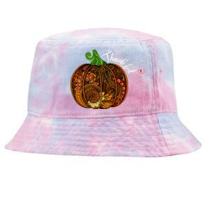 Thankful Abstract Pumpkin Thanksgiving Tie-Dyed Bucket Hat