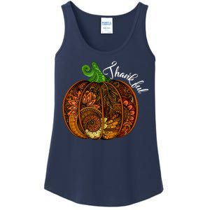 Thankful Abstract Pumpkin Thanksgiving Ladies Essential Tank