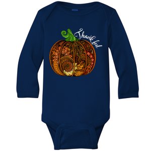 Thankful Abstract Pumpkin Thanksgiving Baby Long Sleeve Bodysuit