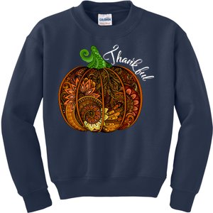 Thankful Abstract Pumpkin Thanksgiving Kids Sweatshirt