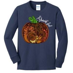 Thankful Abstract Pumpkin Thanksgiving Kids Long Sleeve Shirt