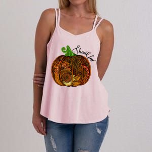 Thankful Abstract Pumpkin Thanksgiving Women's Strappy Tank