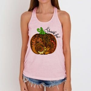 Thankful Abstract Pumpkin Thanksgiving Women's Knotted Racerback Tank