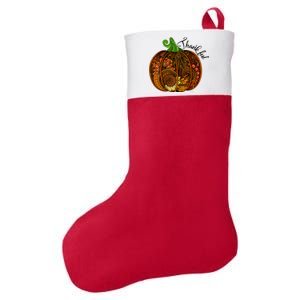 Thankful Abstract Pumpkin Thanksgiving Felt Holiday Christmas Stocking