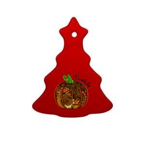 Thankful Abstract Pumpkin Thanksgiving Ceramic Tree Ornament