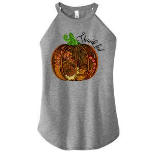 Thankful Abstract Pumpkin Thanksgiving Women's Perfect Tri Rocker Tank