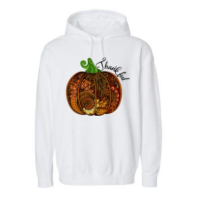 Thankful Abstract Pumpkin Thanksgiving Garment-Dyed Fleece Hoodie